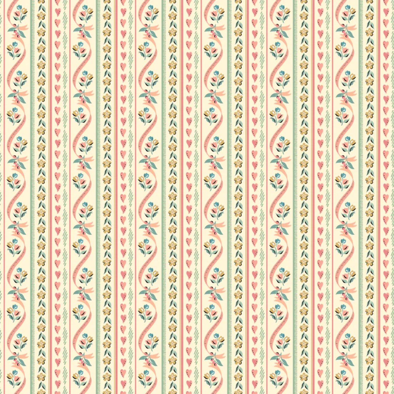 Fabric Poppie Cotton Yellow Pillow Ticking Granny's Sewing Room by the Quarter Yard GS25919